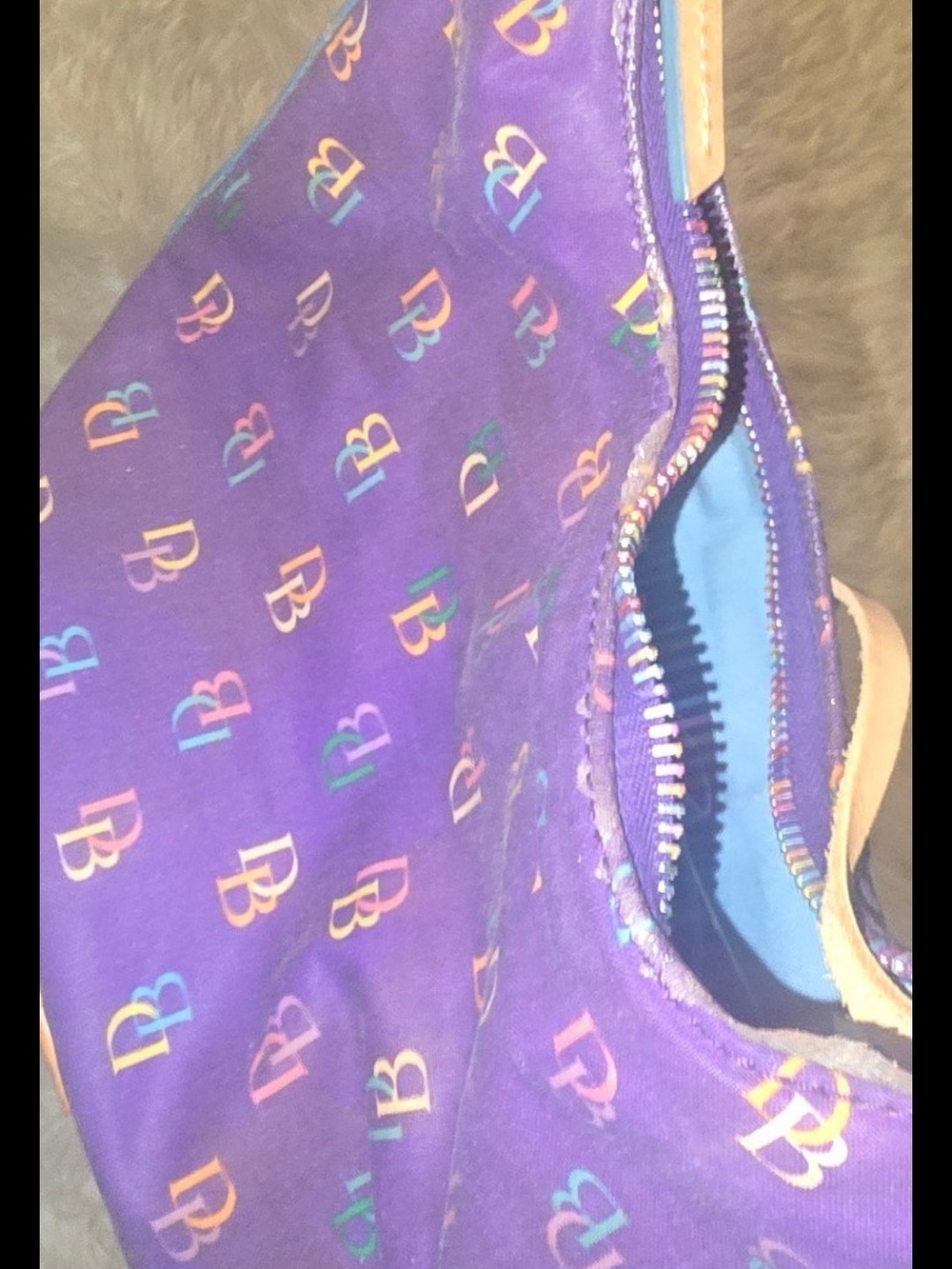Dooney & Bourke Purple Kids Overalls with Multicolor Logo Print